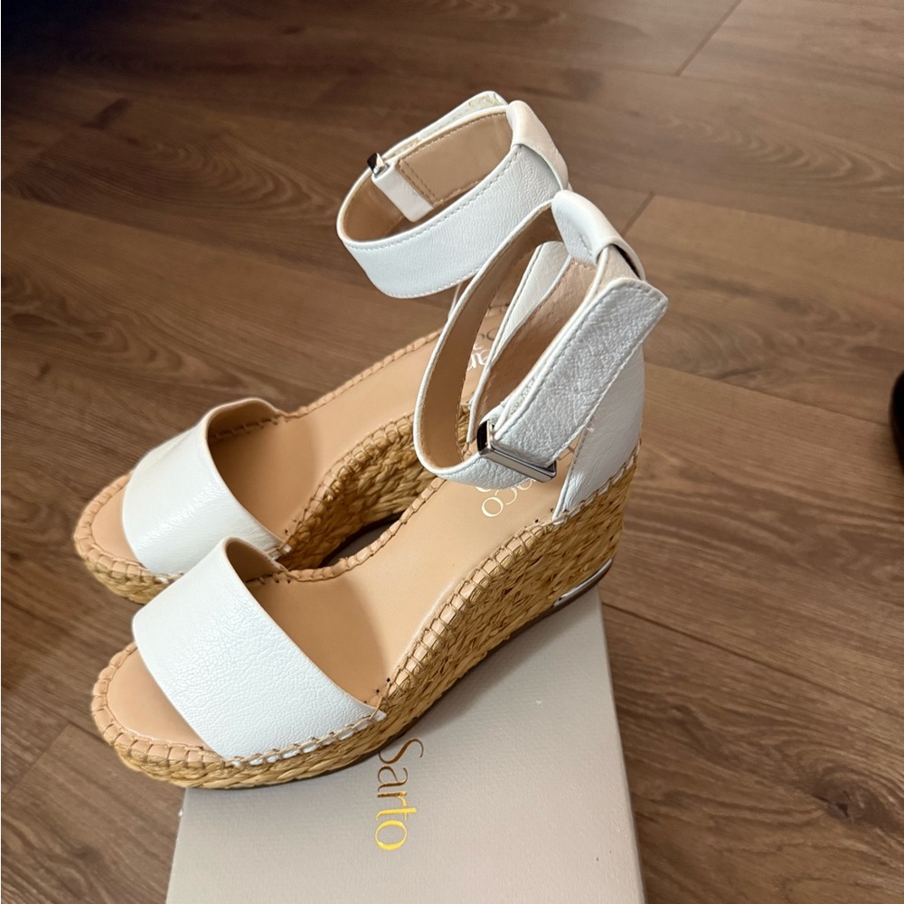 Franco Sarto White Clemens Espadrille Wedge Sandal